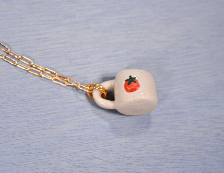 Miniature Mug Ceramic Charm Pendant Necklace