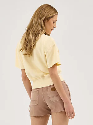 Short Sleeve Sweatshirt in Banana Crepe