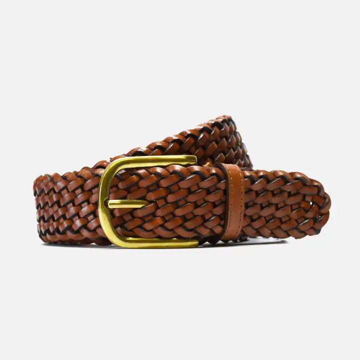 Brown Woven Leather Belt