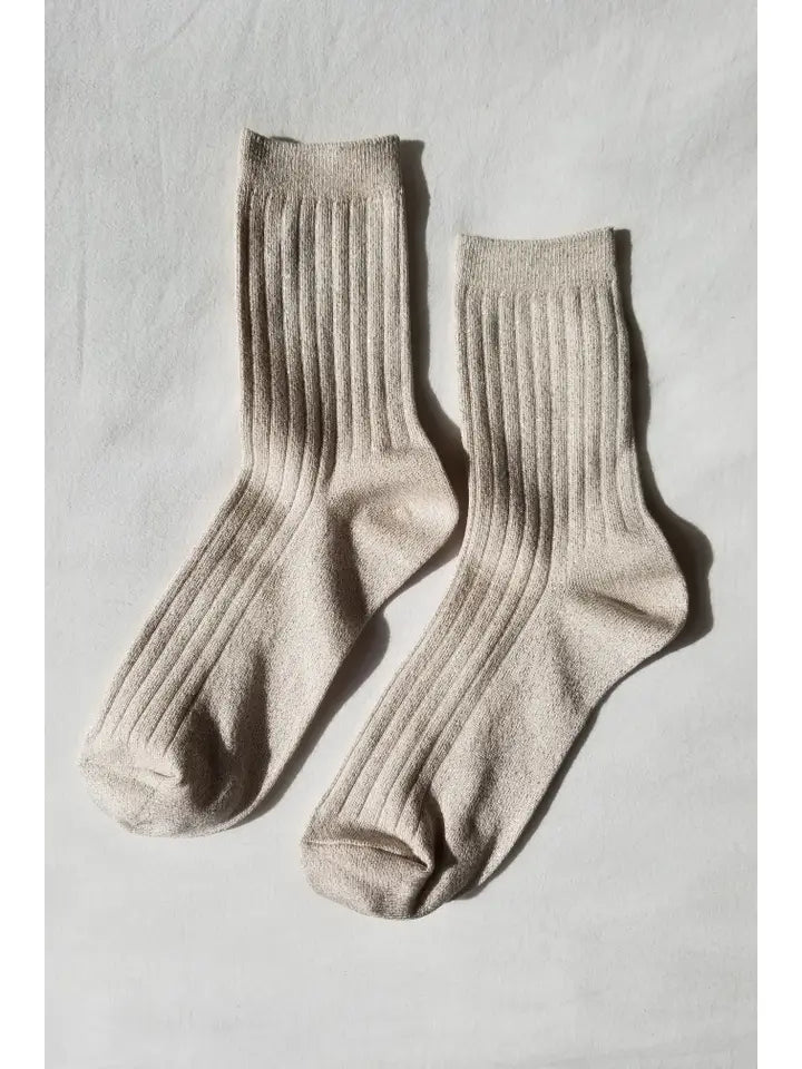 Her Socks Modal Lurex in Ivory Gold
