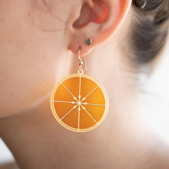 Orange Citrus Slice Earrings