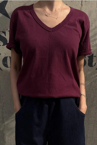 Organic Cotton La Vie Tee in Maroon