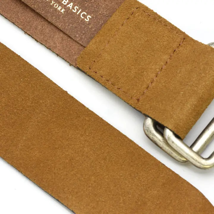 Camel Suede Square Ring Belt