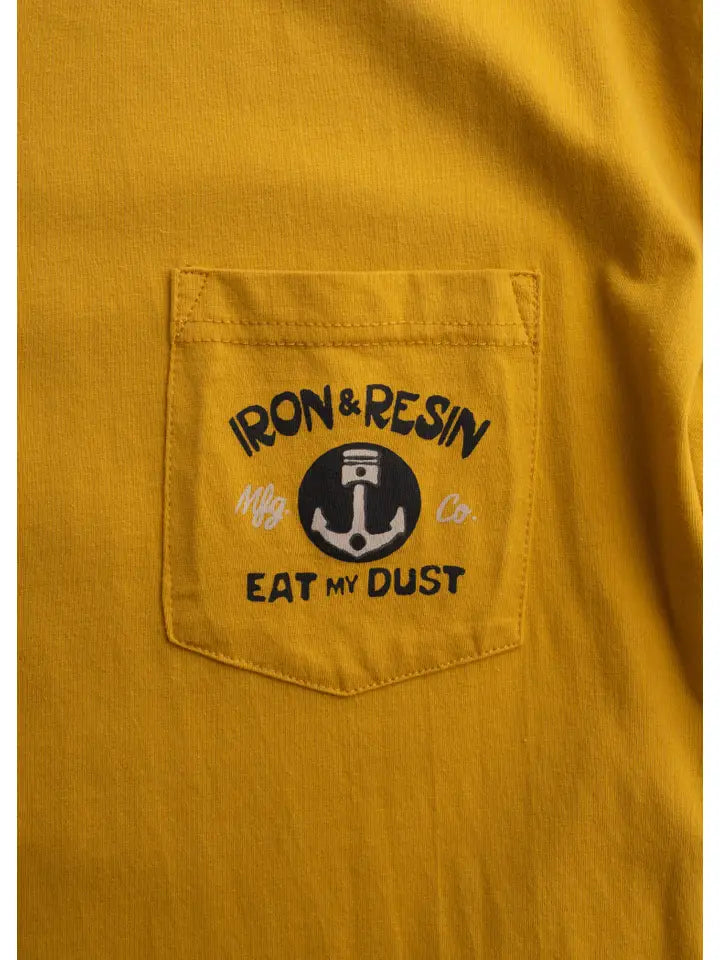 Eat My Dust Pocket Tee in Gold