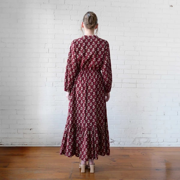 Maggie Dress in Burgundy Block
