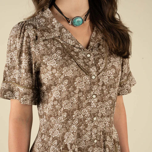La Dahlia Dress in Parlor Rose Taupe
