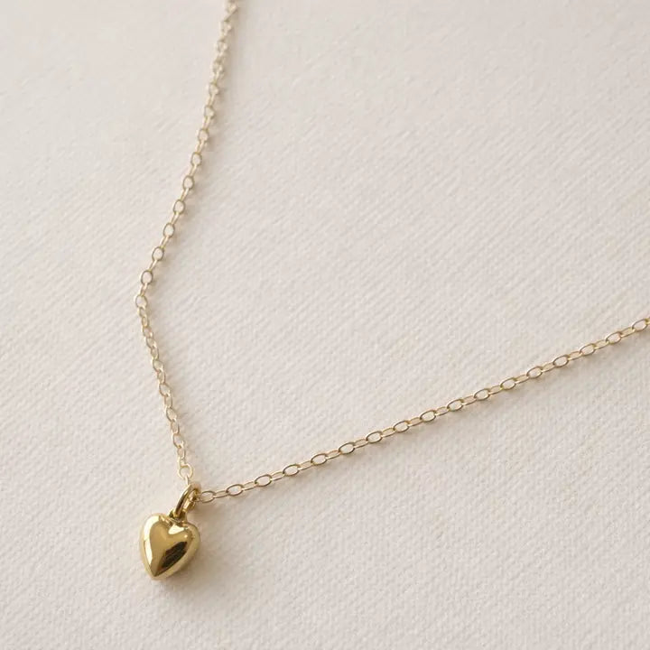 Lou Puff Heart Necklace | Gold Fill 16"-18"
