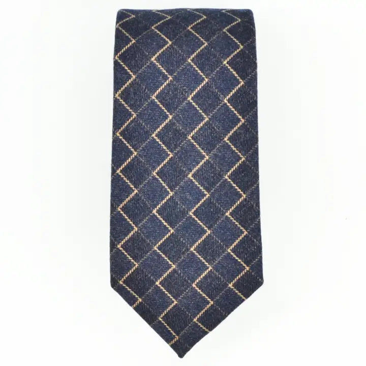 Navy Beige Zig Zag Tie