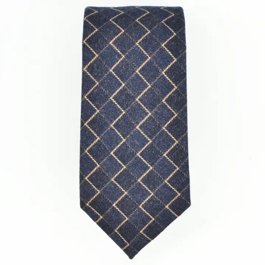 Navy Beige Zig Zag Tie