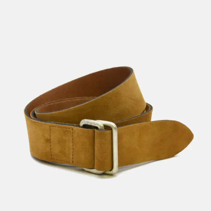 Camel Suede Square Ring Belt