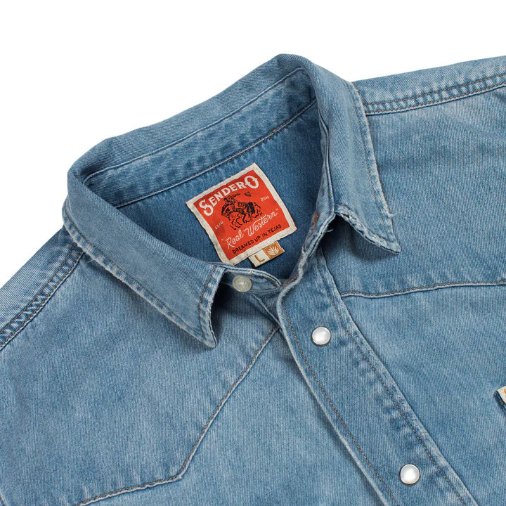 The Wyatt Pearl Snap Long Sleeve in Vintage Denim