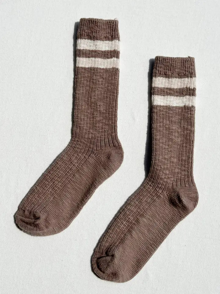 Cottage Varsity Socks in Flax