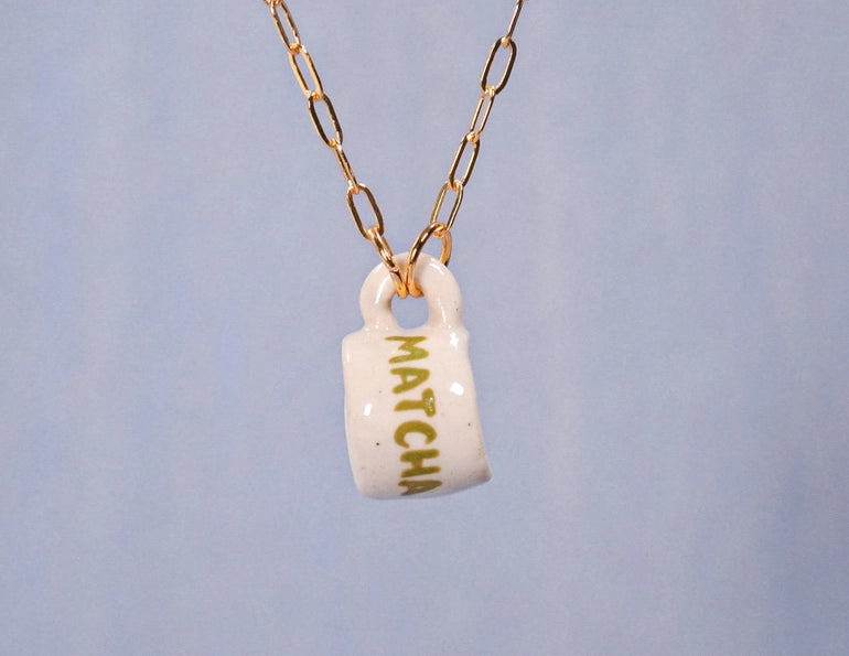 Miniature Mug Ceramic Charm Pendant Necklace