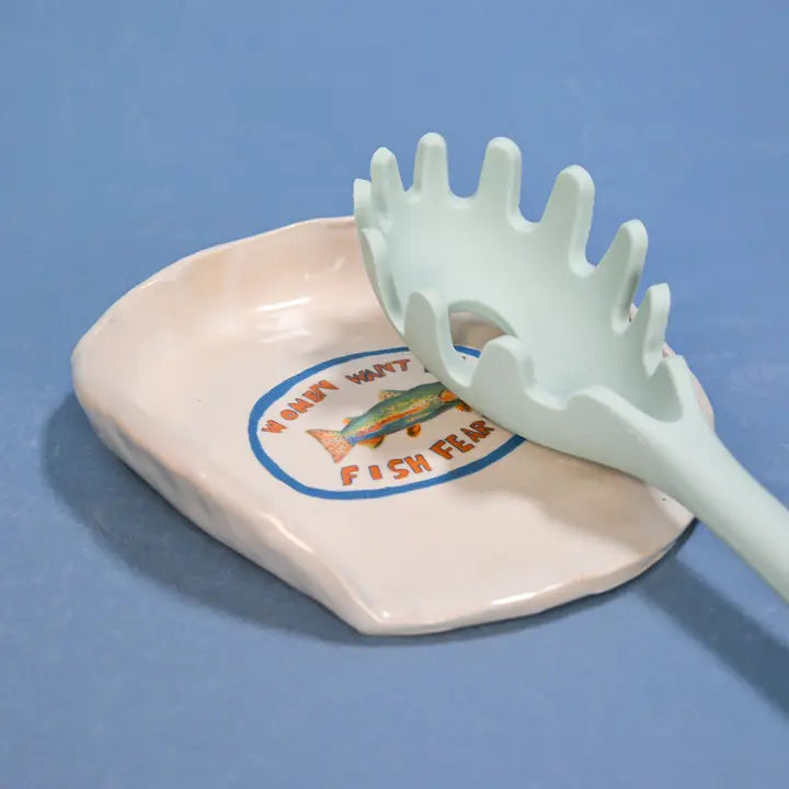"Fish Fear Me" Ceramic Stoneware Kitchen Spoon Rest