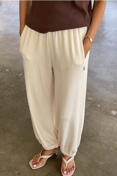 Pointelle Balloon Pants in Natural