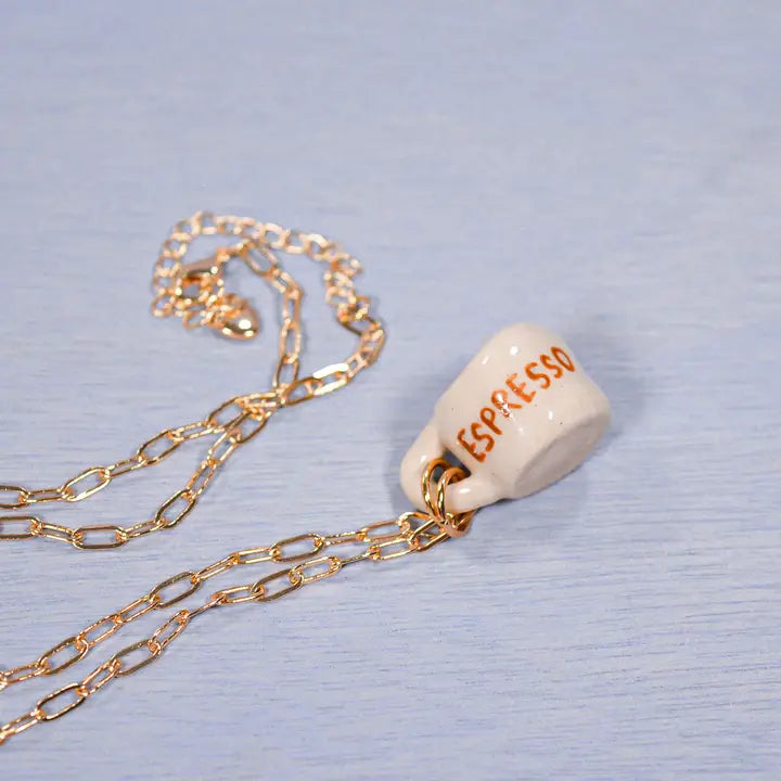 Miniature Mug Ceramic Charm Pendant Necklace