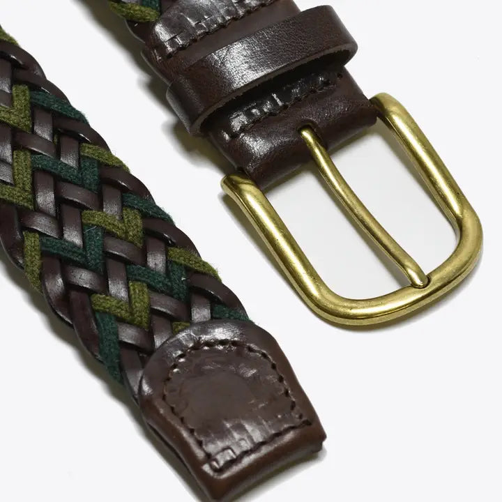 Forest & Moss Green Woven Leather Belt