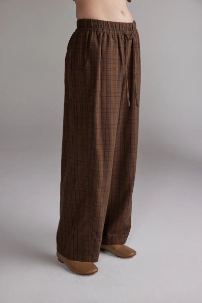 Plaid Tie Waist Pants