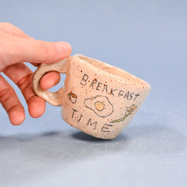 "Breakfast Time" Handmade Stoneware Espresso Cup