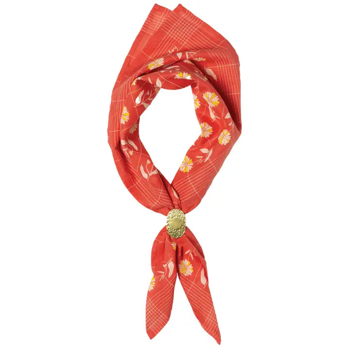 'Hope Dies Last' Cotton Voile Bandana in Poppy