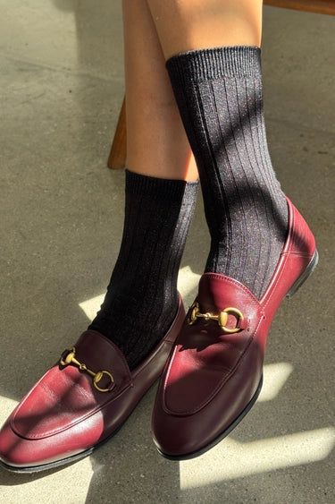 Her Socks Modal Lurex in Copper Black