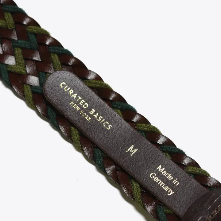 Forest & Moss Green Woven Leather Belt