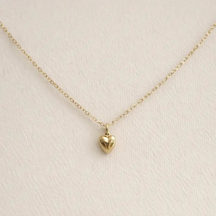 Lou Puff Heart Necklace | Gold Fill 16"-18"
