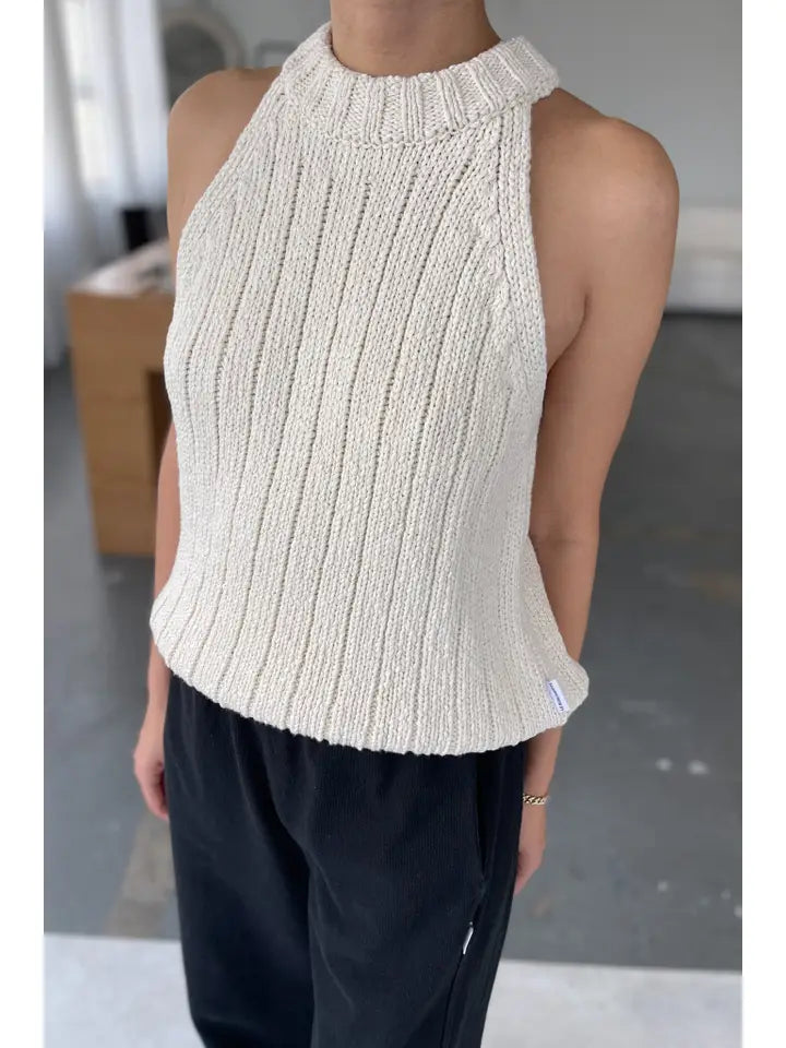 Claire Cotton Sweater Tank in Naturel