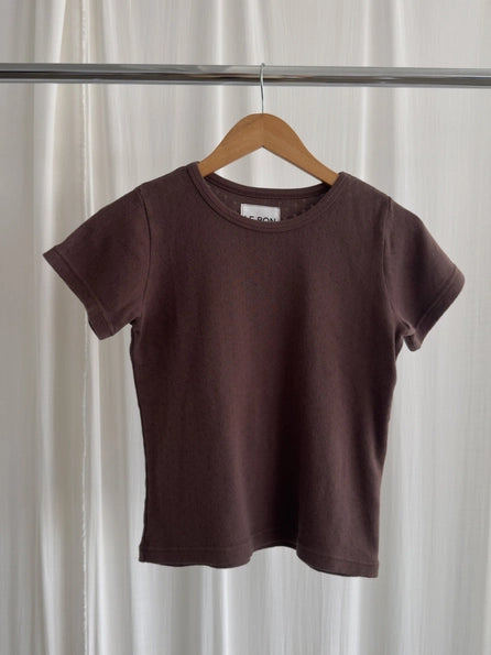 Pointelle Babe Tee in Chocolate