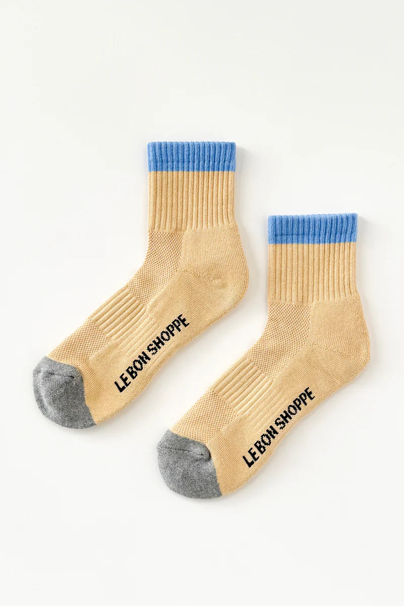 Color Block Girlfriend Socks in Yellow Blue