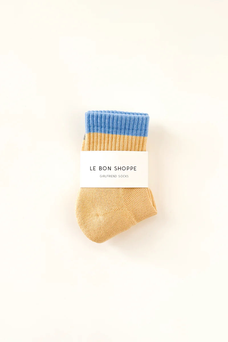 Color Block Girlfriend Socks in Yellow Blue