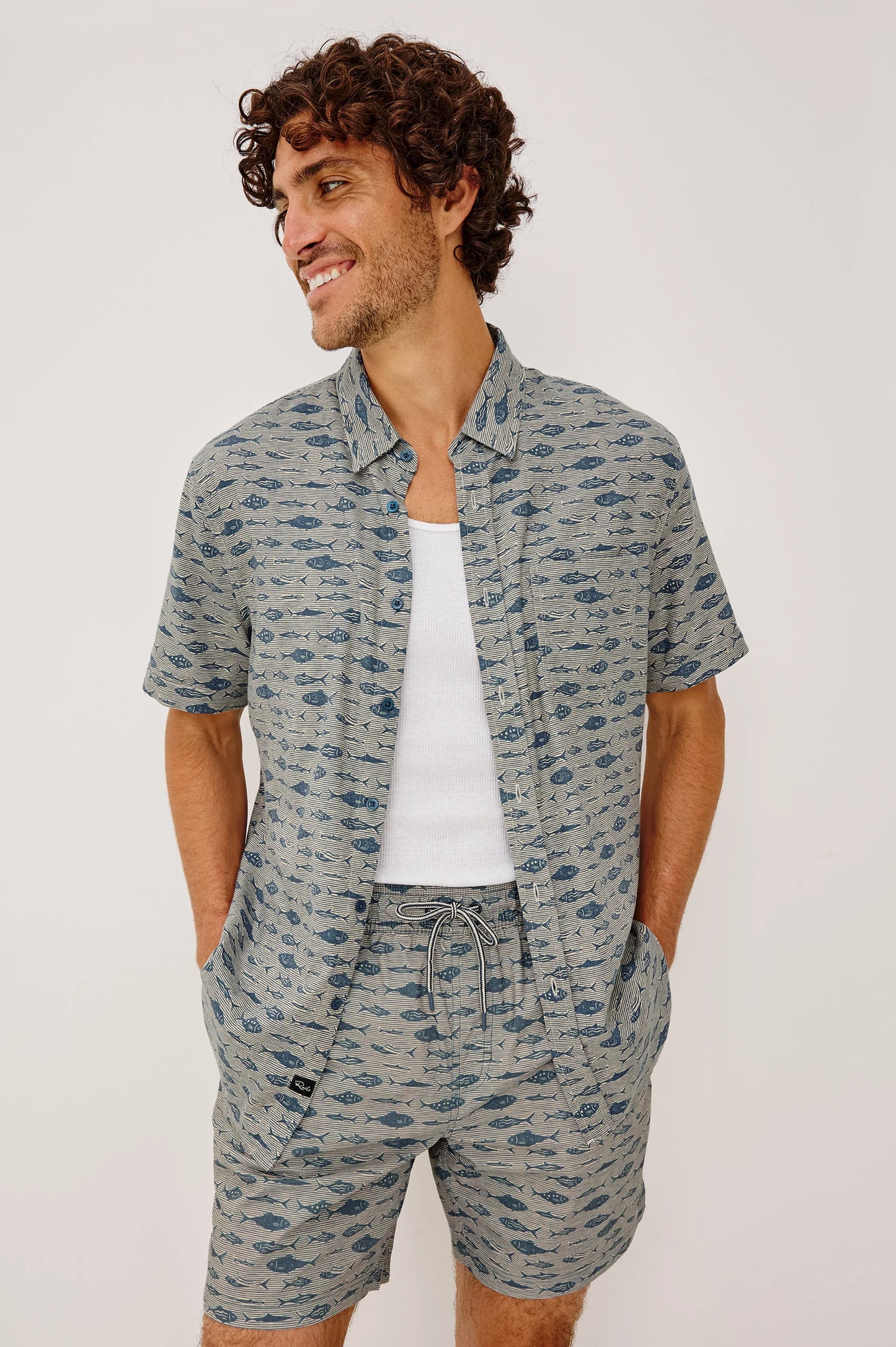 Dane Swim Short in Vintage Aquarium Etch