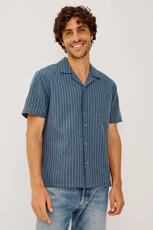 Ely Shirt in Navy Multi Stripe