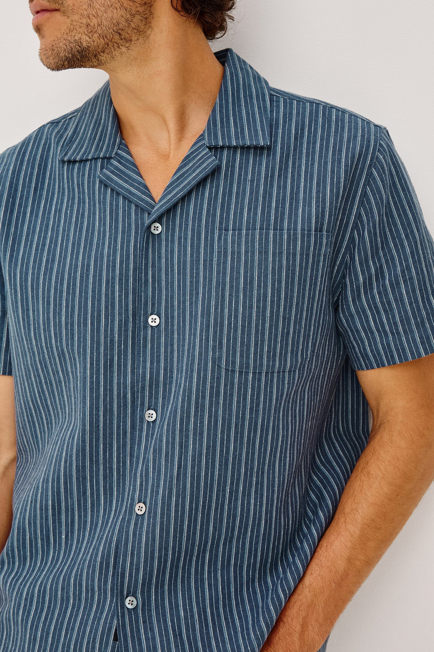Ely Shirt in Navy Multi Stripe