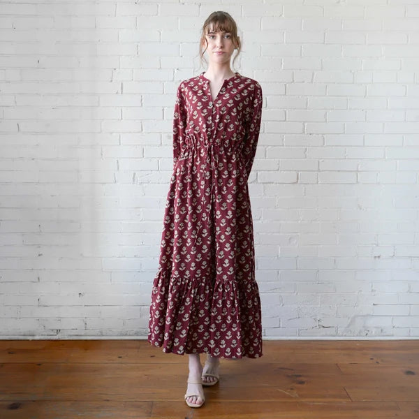 Maggie Dress in Burgundy Block