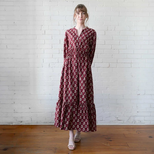 Maggie Dress in Burgundy Block