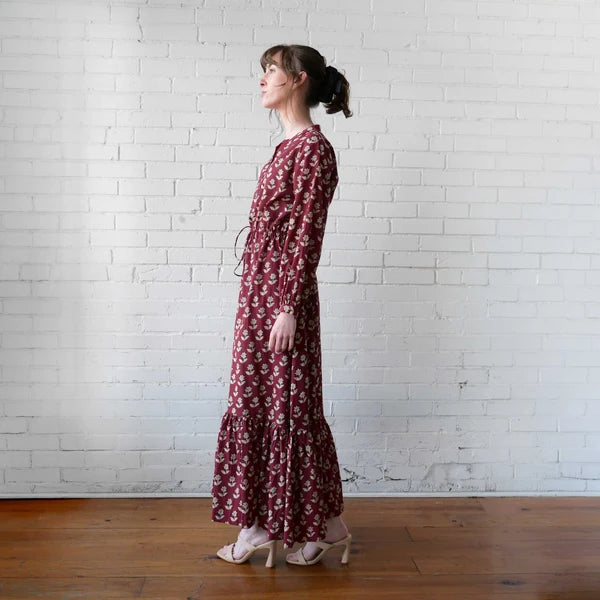 Maggie Dress in Burgundy Block