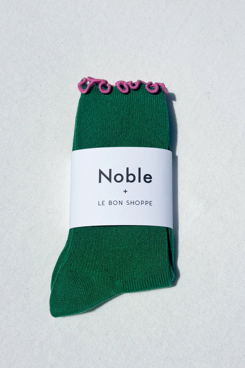 Ruffled Modal Socks in Spinach