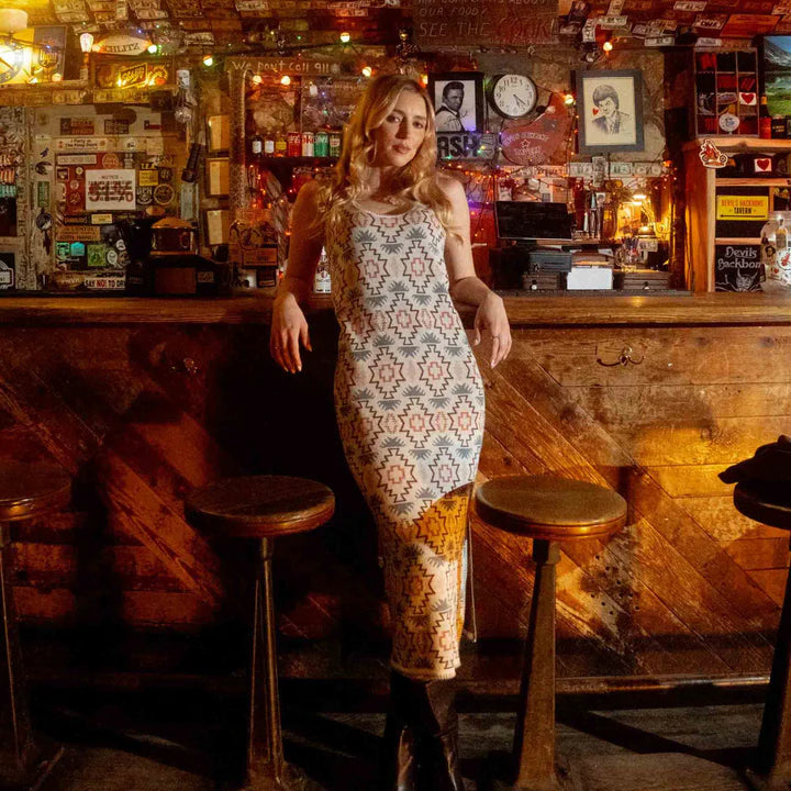 Puebla Knit Dress in Chama Chevron