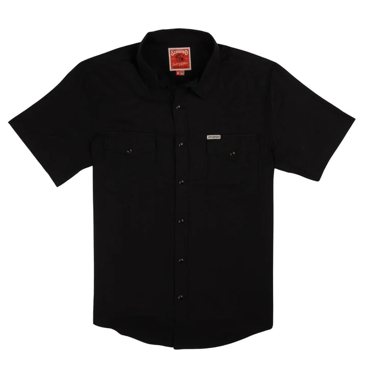 The Wyatt Pearl Snap Short Sleeve Solid in Black