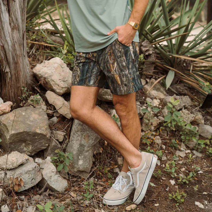 Bajada Hybrid Shorts in Will Tree Camo