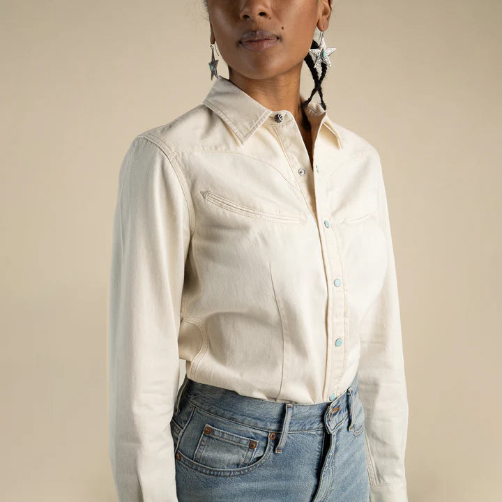 The Hondo Pearl Snap Shirt in Ecru