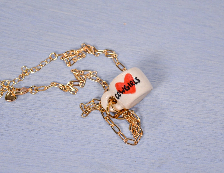 Miniature Mug Ceramic Charm Pendant Necklace