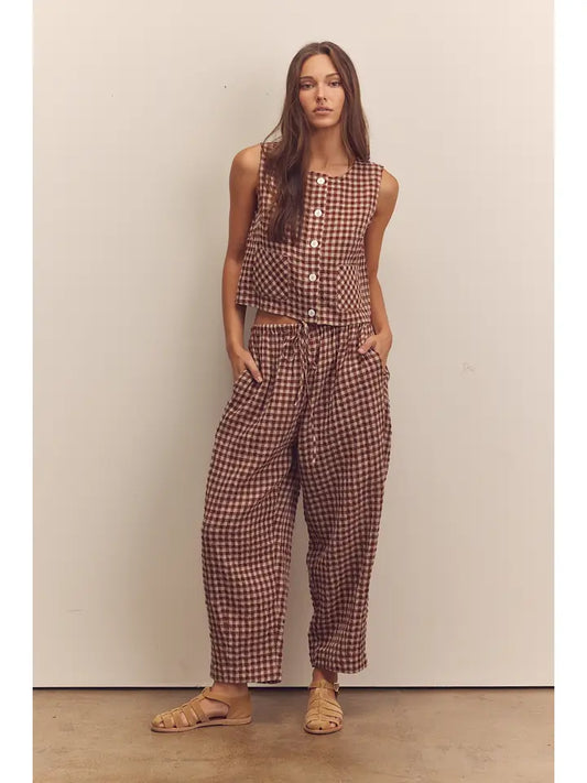 Drawstring Easy Pants in Brick