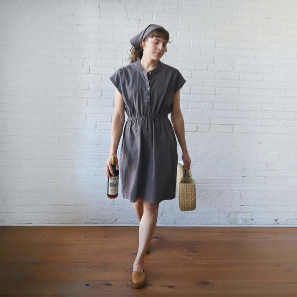 Everyday Dress in Grey Crepe