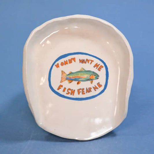 "Fish Fear Me" Ceramic Stoneware Kitchen Spoon Rest