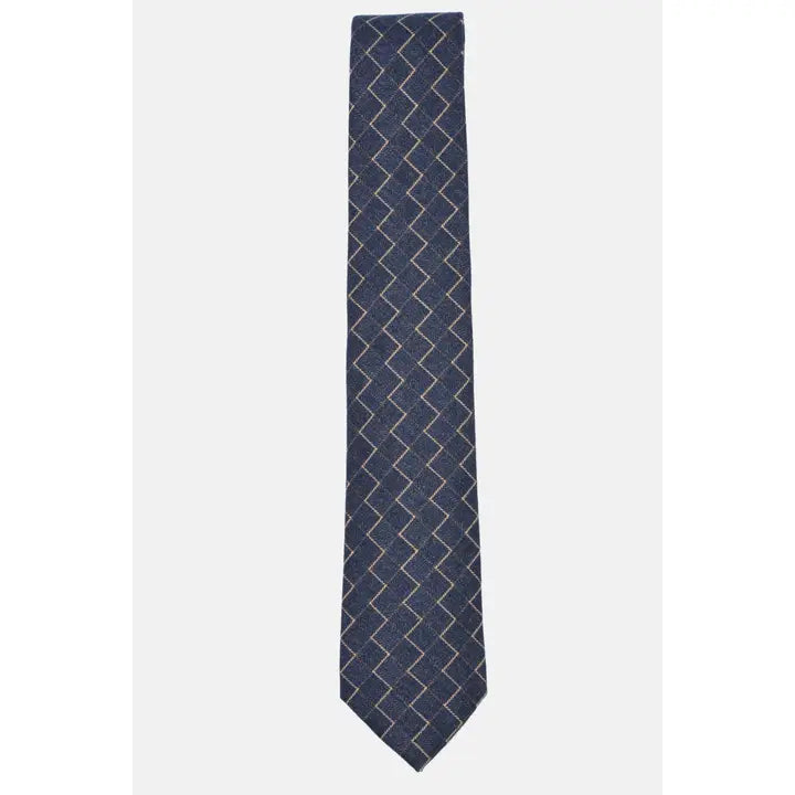 Navy Beige Zig Zag Tie