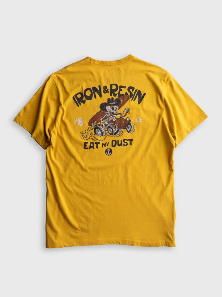 Eat My Dust Pocket Tee in Gold