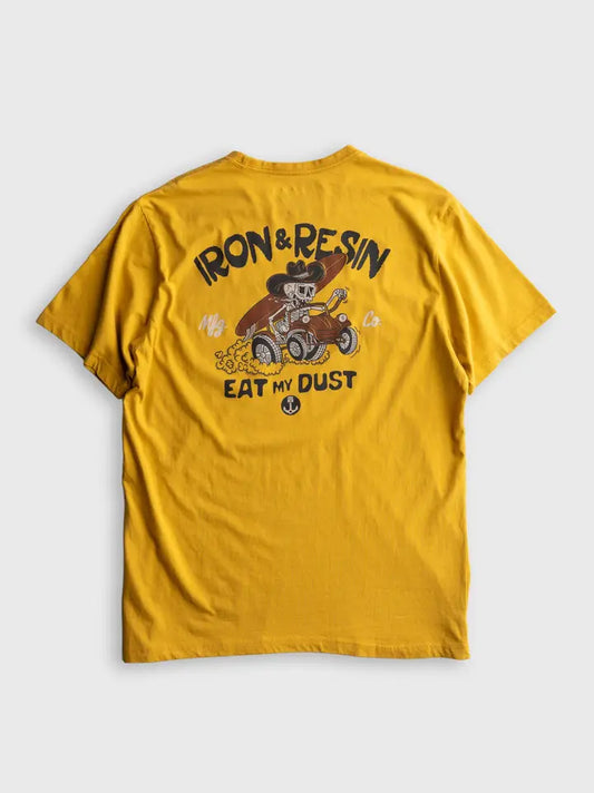 Eat My Dust Pocket Tee in Gold