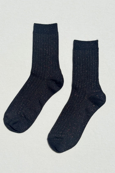 Her Socks Modal Lurex in Copper Black